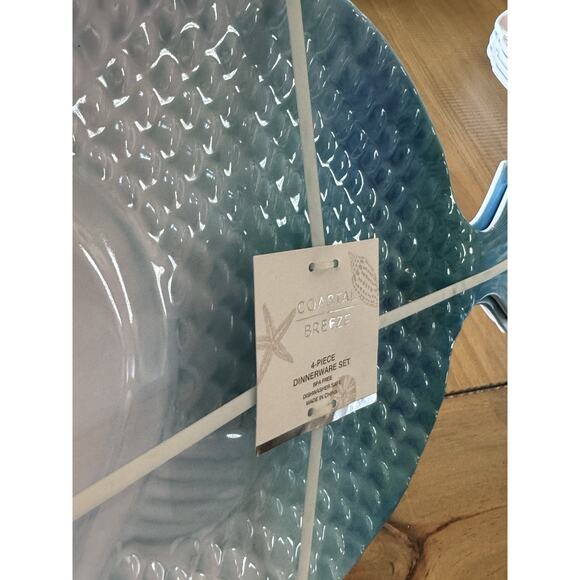 12 Coastal Breeze Fish Shaped Melamine Lunch Dinner Snack Plates Blue Ombre - Picture 7 of 11